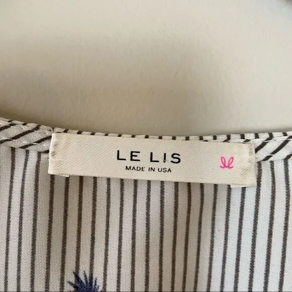 Le Lis-Pinstripe and Pineapple Faux Wrap Slit Bell Sleeve Top (Medium) - Picture 10 of 10